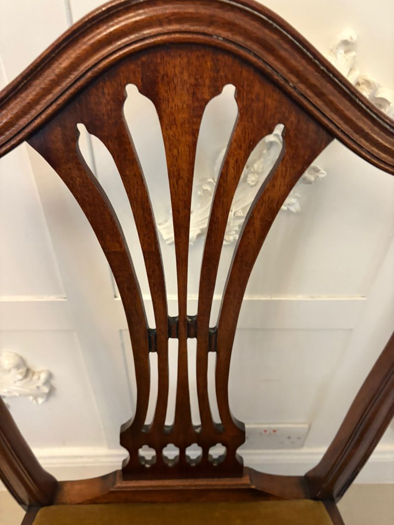 Quality Set of 12 Antique Mahogany Hepplewhite Style Dining Chairs